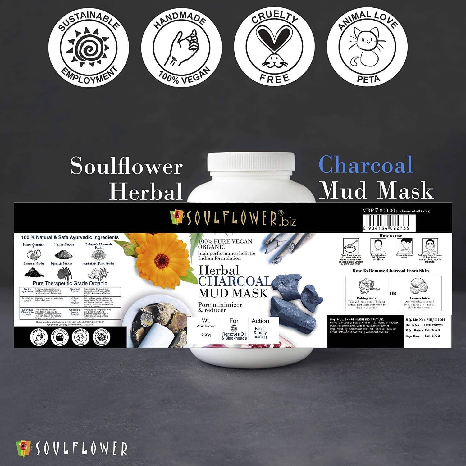 Soulflower Herbal Charcoal Mud Mask | Grocsy