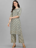 HERE&NOW Women Grey Ethnic Motifs Printed Kurta With Palazzos | Grocsy