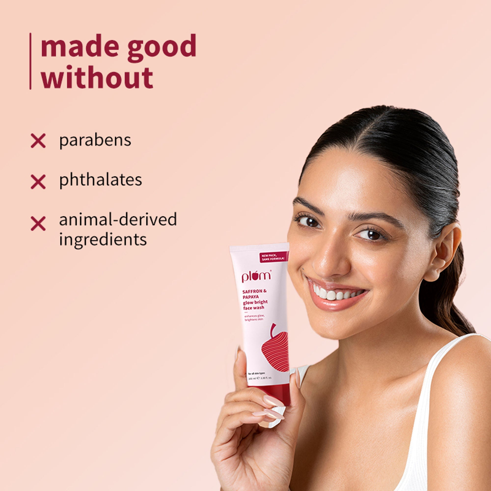 Plum Saffron & Papaya Glow Bright Gel Face Wash For Daily Use - Fights Dullness & Evens Skin Tone | Grocsy