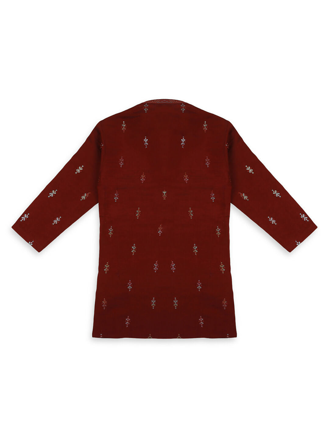 Joban Fashion Kids Island Traditional Ethnic Wear with Silk Sequence Embroidery Full Sleeves Kurta and Pyjama Set - Maroon | Grocsy