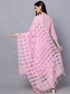 HERE&NOW Women Pink Floral Printed Kurta with Trousers & With Dupatta | Grocsy