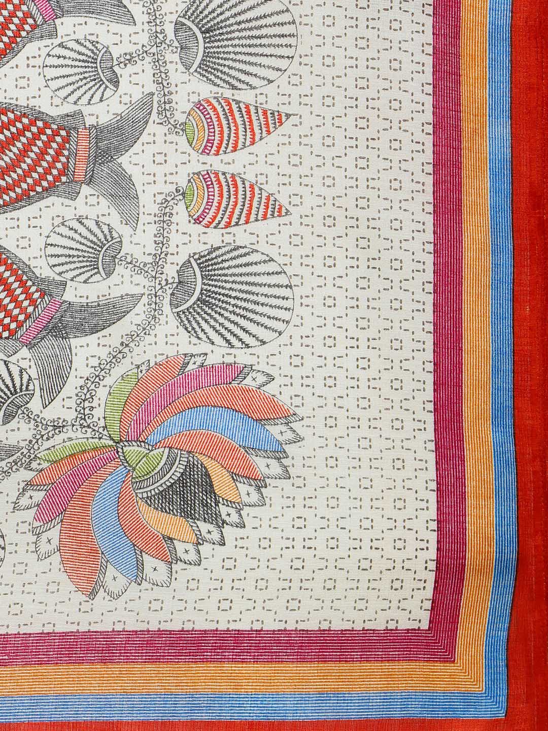 Saree Mall Blue & Beige Art Silk Printed Bhagalpuri Saree | Grocsy
