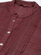 Sangria Women Maroon Striped A-Line Kurta | Grocsy