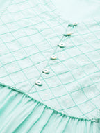 HERE&NOW Women Sea Green Yoke Design A-Line Kurta | Grocsy
