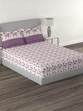MYTRIDENT Mauve White Floral Cotton 144 TC Queen Bedsheet With 2 Pillow Covers | Grocsy