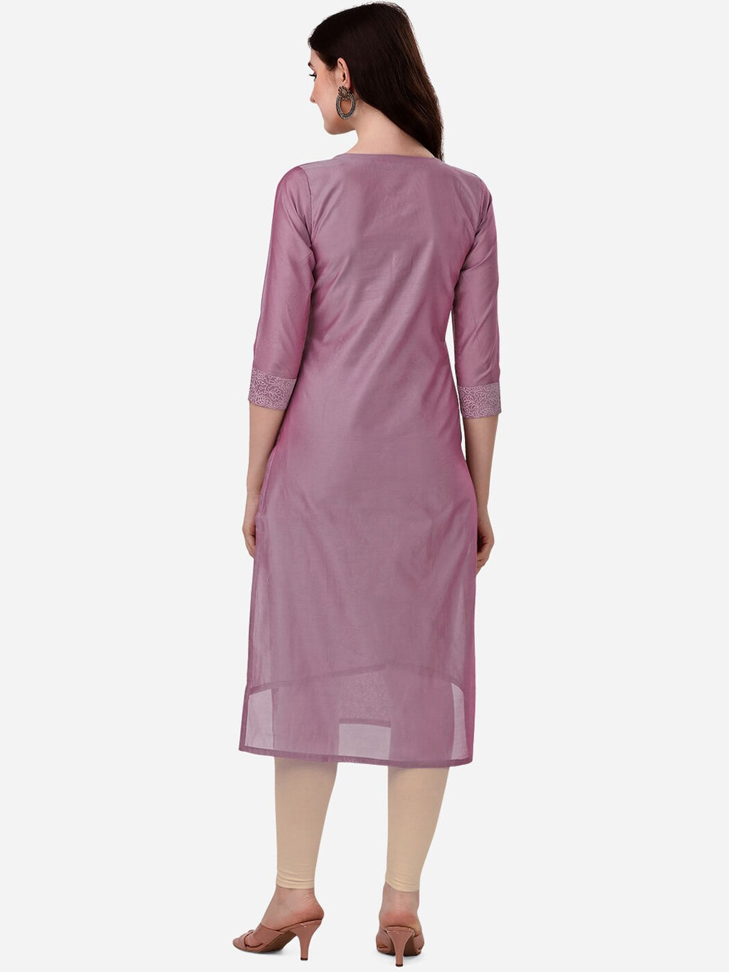 HERE&NOW Floral Embroidered Thread Work Chanderi Cotton Kurta | Grocsy