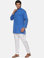 Sethukrishna Men Blue Pure Cotton Kurta with Pyjamas | Grocsy