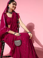 Tikhi Imli Embellished Poly-Georgette Saree with Solid border | Grocsy