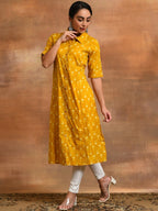 Aks Ethnic Motifs Printed Pure Cotton Straight Kurta | Grocsy