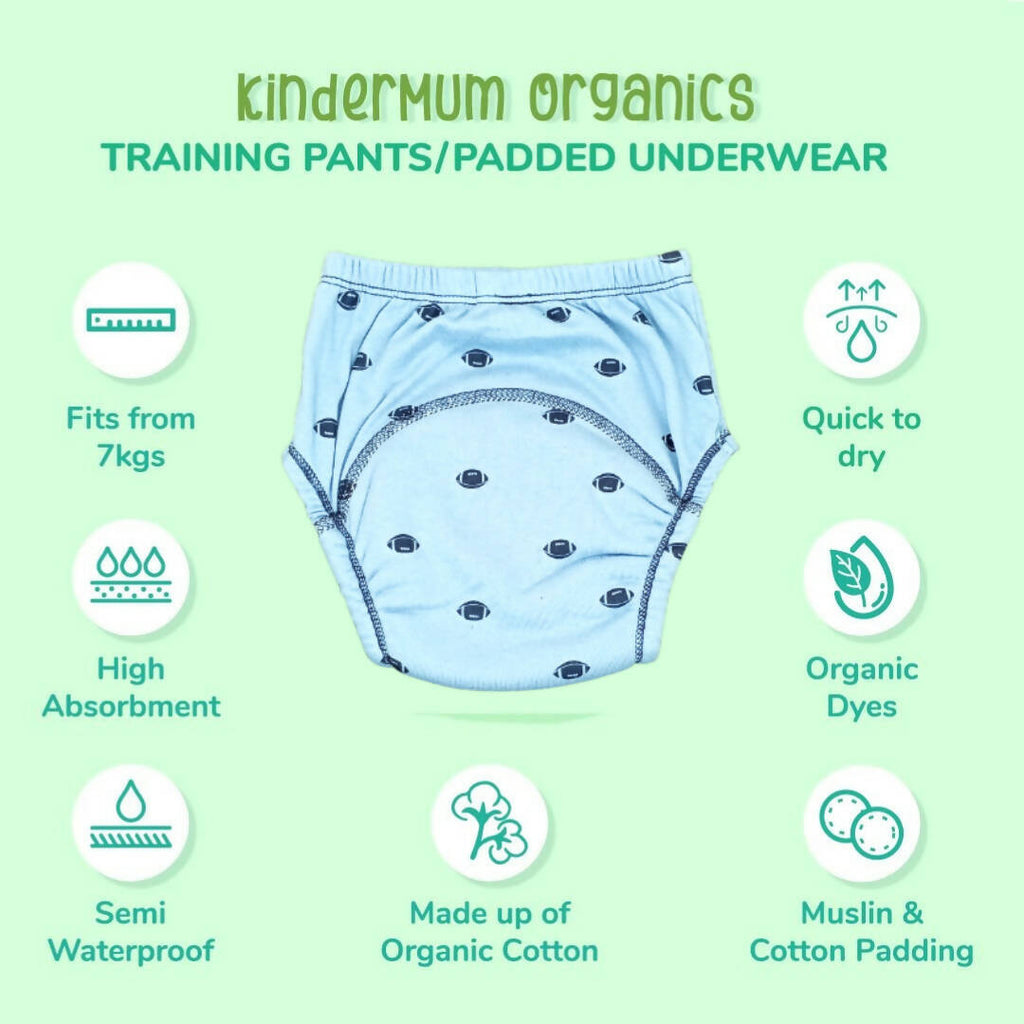 Kindermum Cotton Padded Pull Up Training Pants/ Padded Underwear For Kids Rugby Sparrow-Set of 2 Pcs | Grocsy