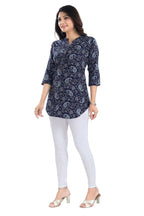 Snehal Creations Ethnic Galore Blue Short Tunic Top for Women | Grocsy