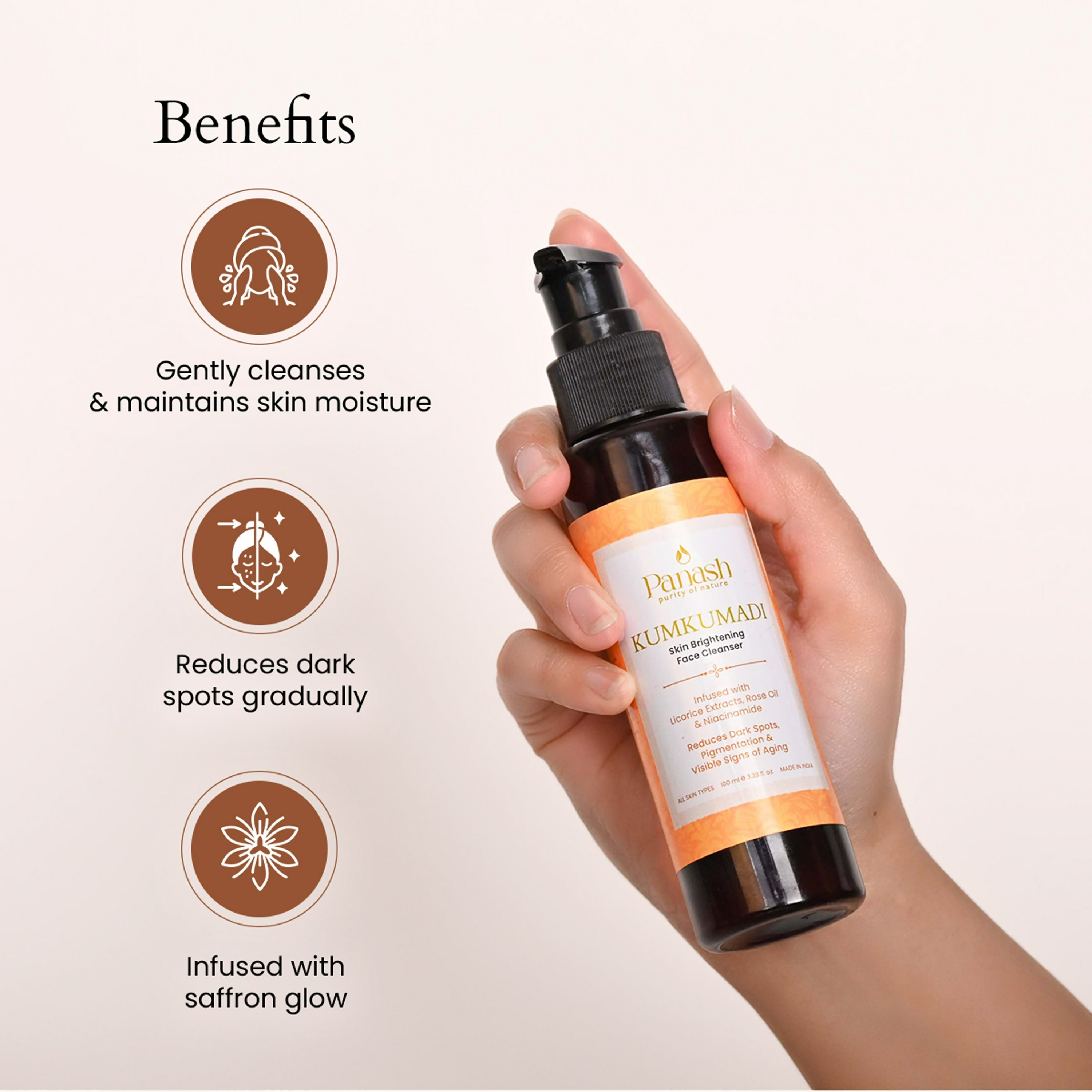 Panash Kumkumadi Skin Brightening Face Cleanser | Grocsy