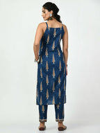 Myshka Women's Blue Straight Printed Kurta | Grocsy