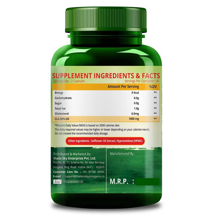 Himalayan Organics Plant Based CLA 1000 Healthy Weight Management Vegetarian Capsules | Grocsy