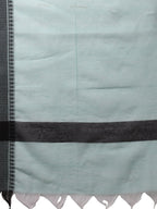 HERE&NOW Turquoise Blue Striped Regular Pure Cotton Kurta With Trousers & Dupatta | Grocsy