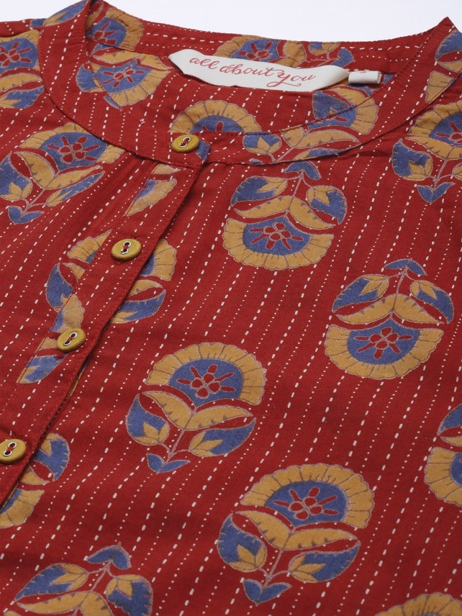 All About You Women Brown Ethnic Motifs Printed Regular Kurta | Grocsy