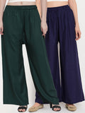 TAG 7 Women Pack of 2 Solid Flared Palazzos | Grocsy