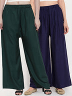 TAG 7 Women Pack of 2 Solid Flared Palazzos | Grocsy