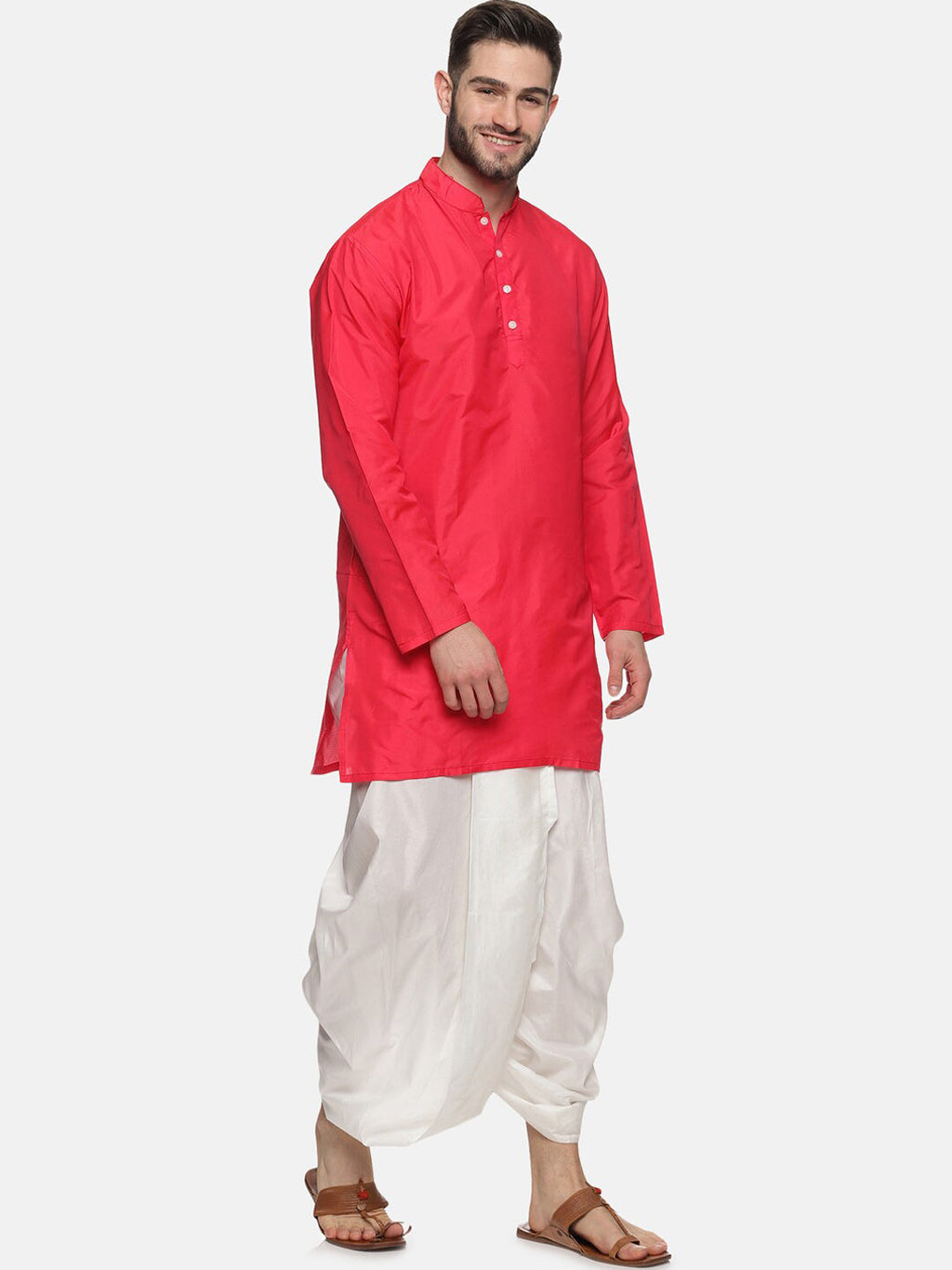 Sethukrishna Men Rose Kurta with Dhoti Pants | Grocsy