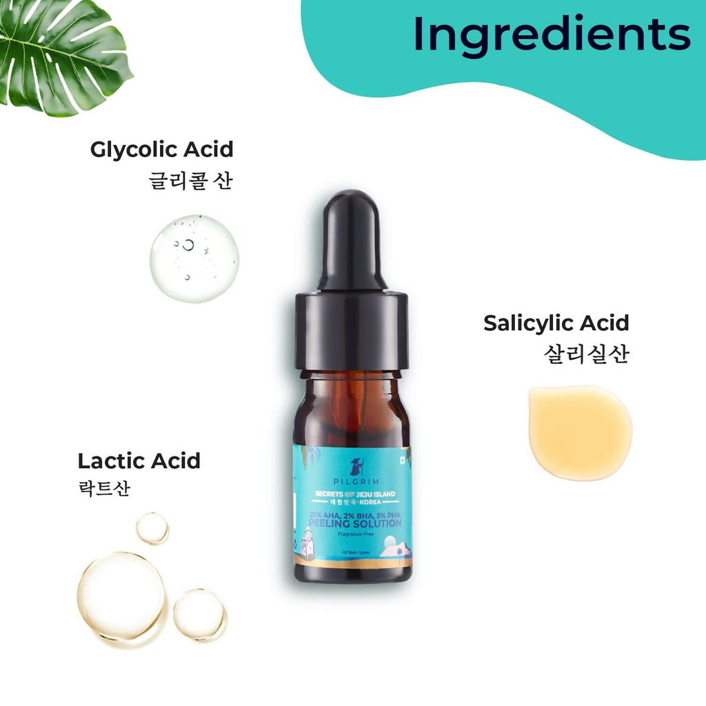 Pilgrim 25% AHA + 2% BHA + 5% PHA Peeling Solution (Mini) For Face & Glowing Skin | Grocsy
