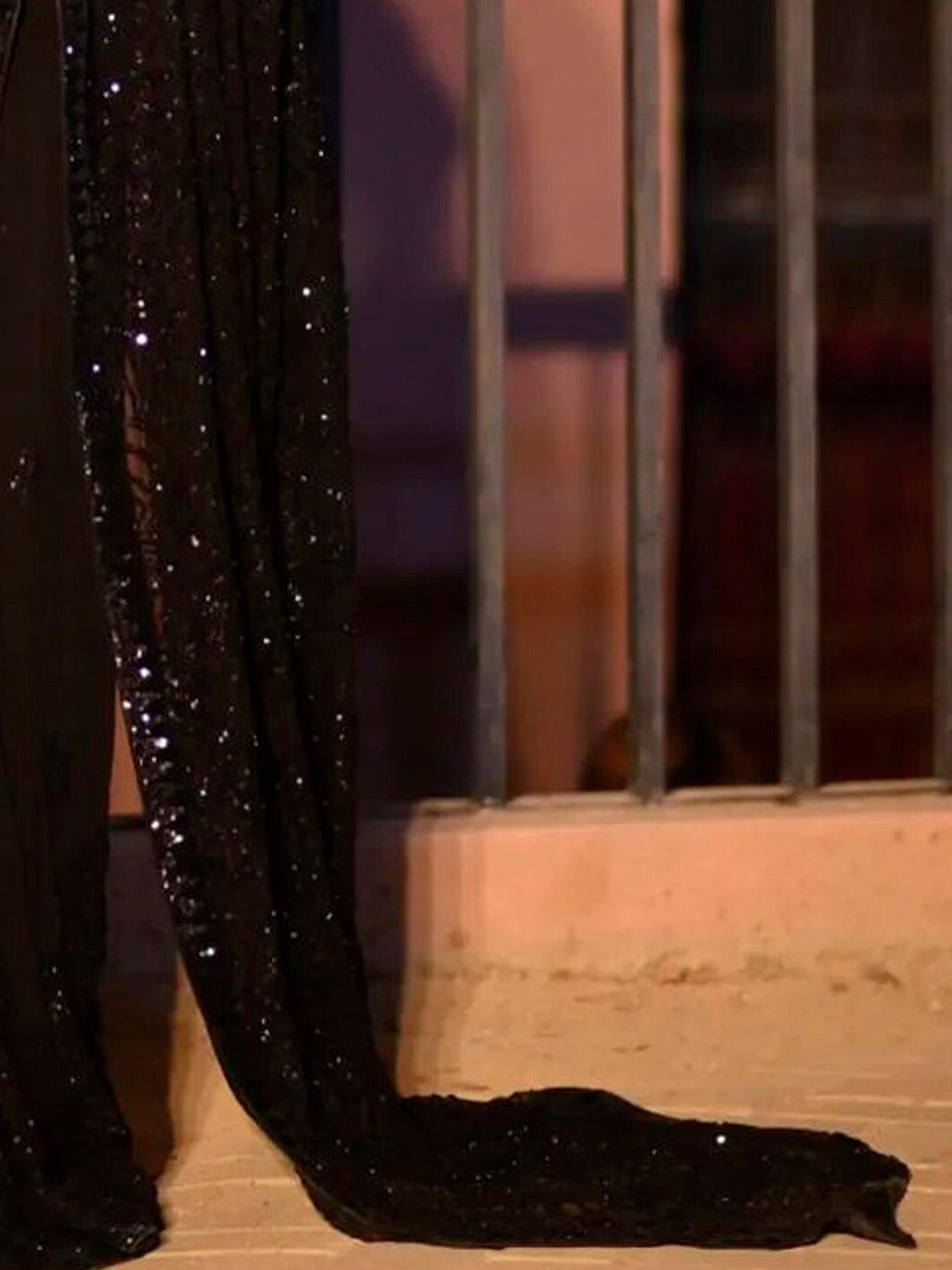 Sangria Elegant Black Sequinned Embellished Saree | Grocsy