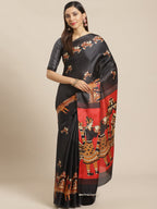 Saree Mall Black & Red Printed Saree | Grocsy