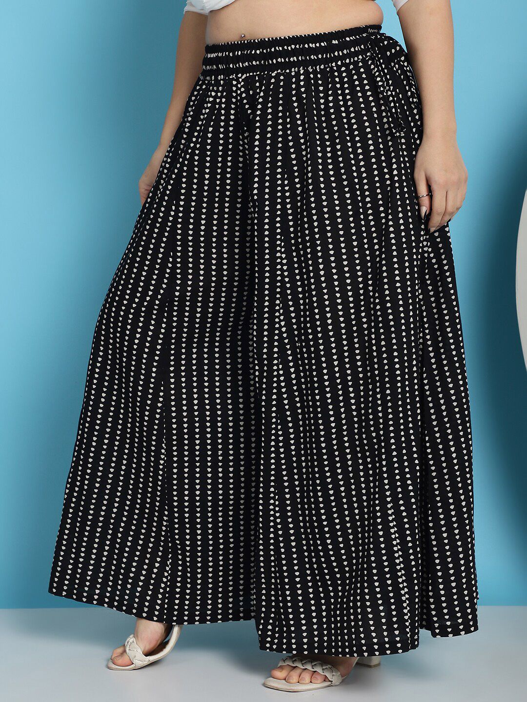 TAG 7 Geometric Printed Pure Cotton Flared Ethnic Palazzo | Grocsy