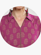 Sangria Women Pink Printed Tiered Anarkali Kurta | Grocsy