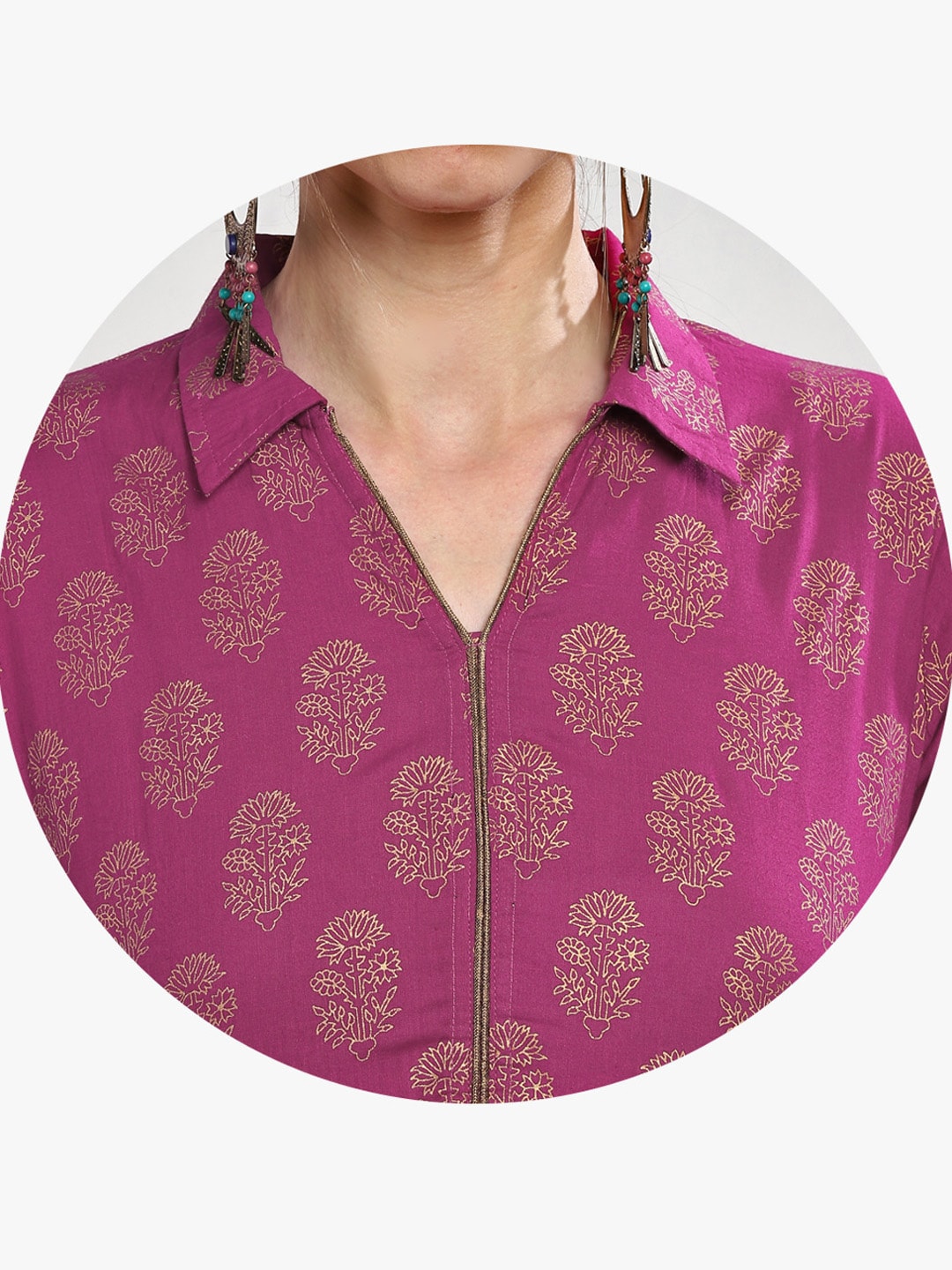 Sangria Women Pink Printed Tiered Anarkali Kurta | Grocsy