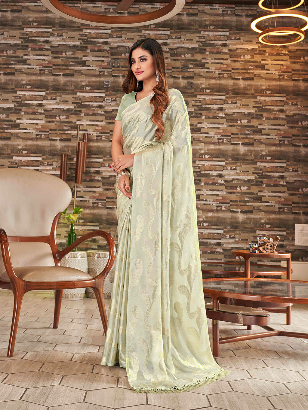 Tikhi Imli Embellished Jacquard Satin Ready to Wear Saree | Grocsy