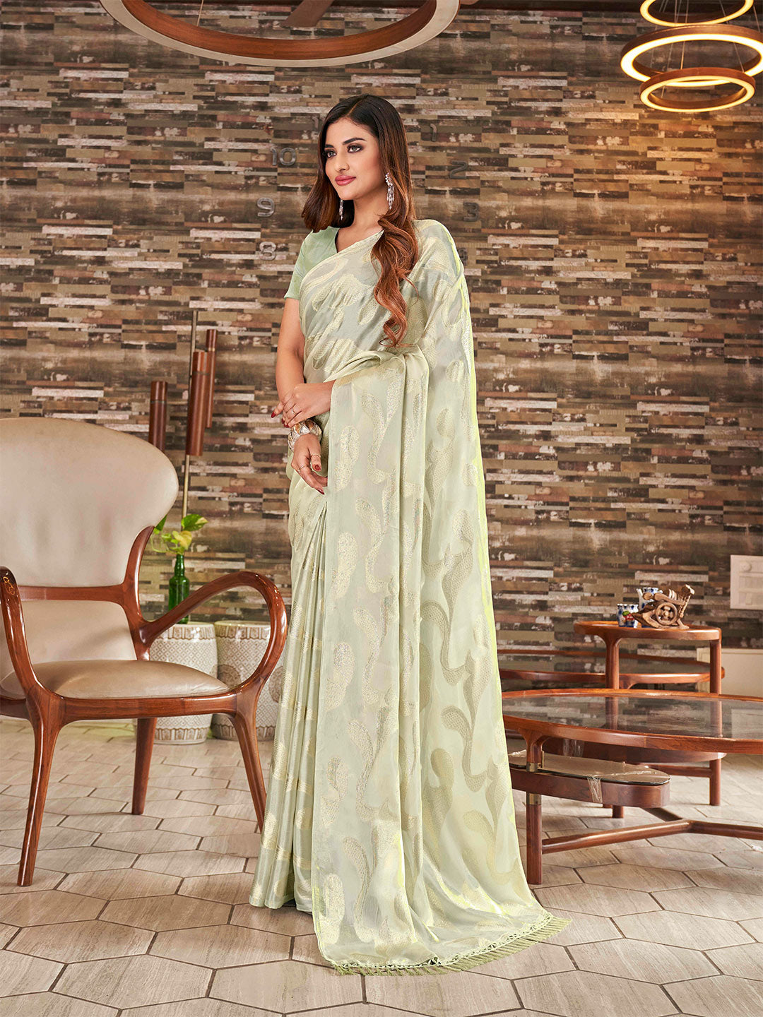 Tikhi Imli Embellished Jacquard Satin Ready to Wear Saree | Grocsy