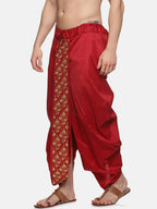 Sethukrishna Men Maroon Embroidered Dhoti Pant | Grocsy