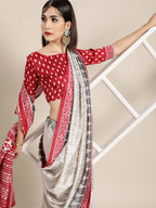 Saree Mall Geometric Silk Blend Saree with Printed border | Grocsy