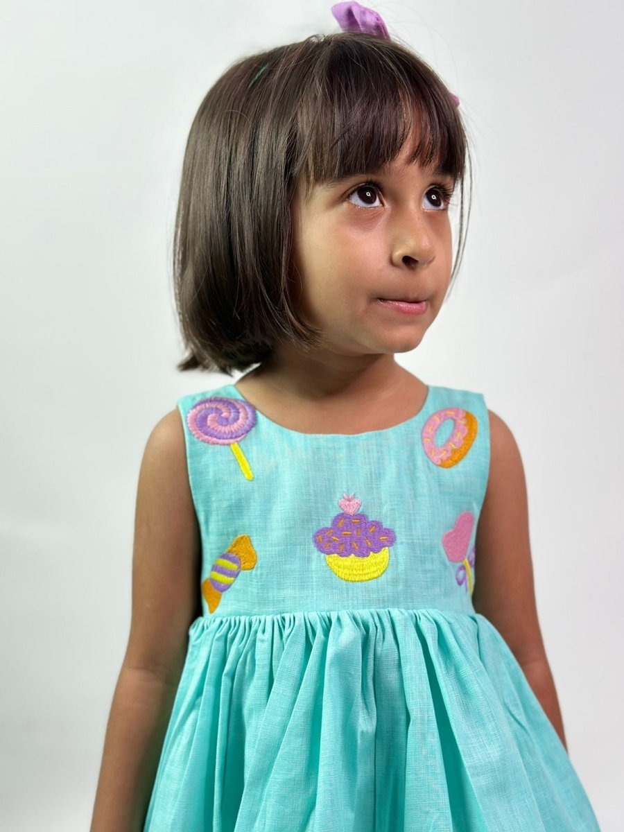 ArthLife Cyan Candy Party Wear Dress | Grocsy