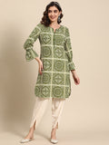 Sangria Ethnic Motifs Printed Puff Sleeves Kurta with Dhoti Pants | Grocsy