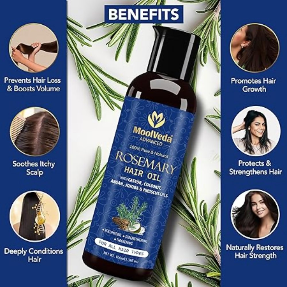 Moolveda 100% Pure Rosemary Hair Oil for Hair Growth | Grocsy
