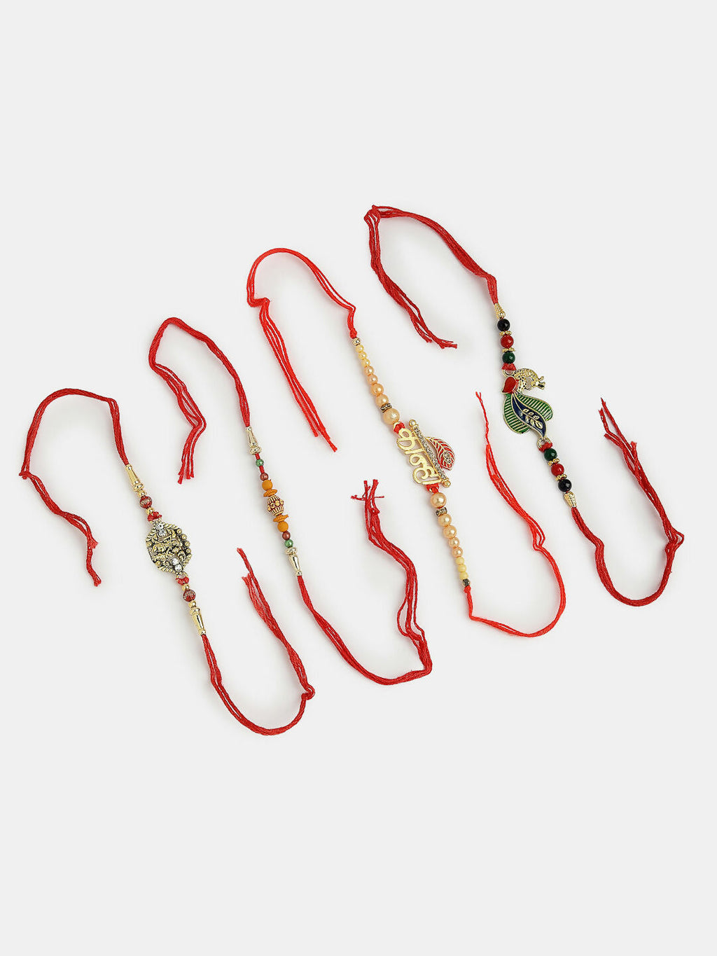 NVR Men Set of 4 Multicolor Radha Krishna & Peacock Design Rakhi With Roli Chawal & Chocolate | Grocsy