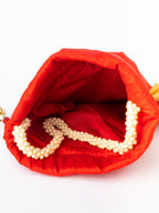 NR By Nidhi Rathi Red & White SHRINATHJI Embroidered Potli Clutch | Grocsy