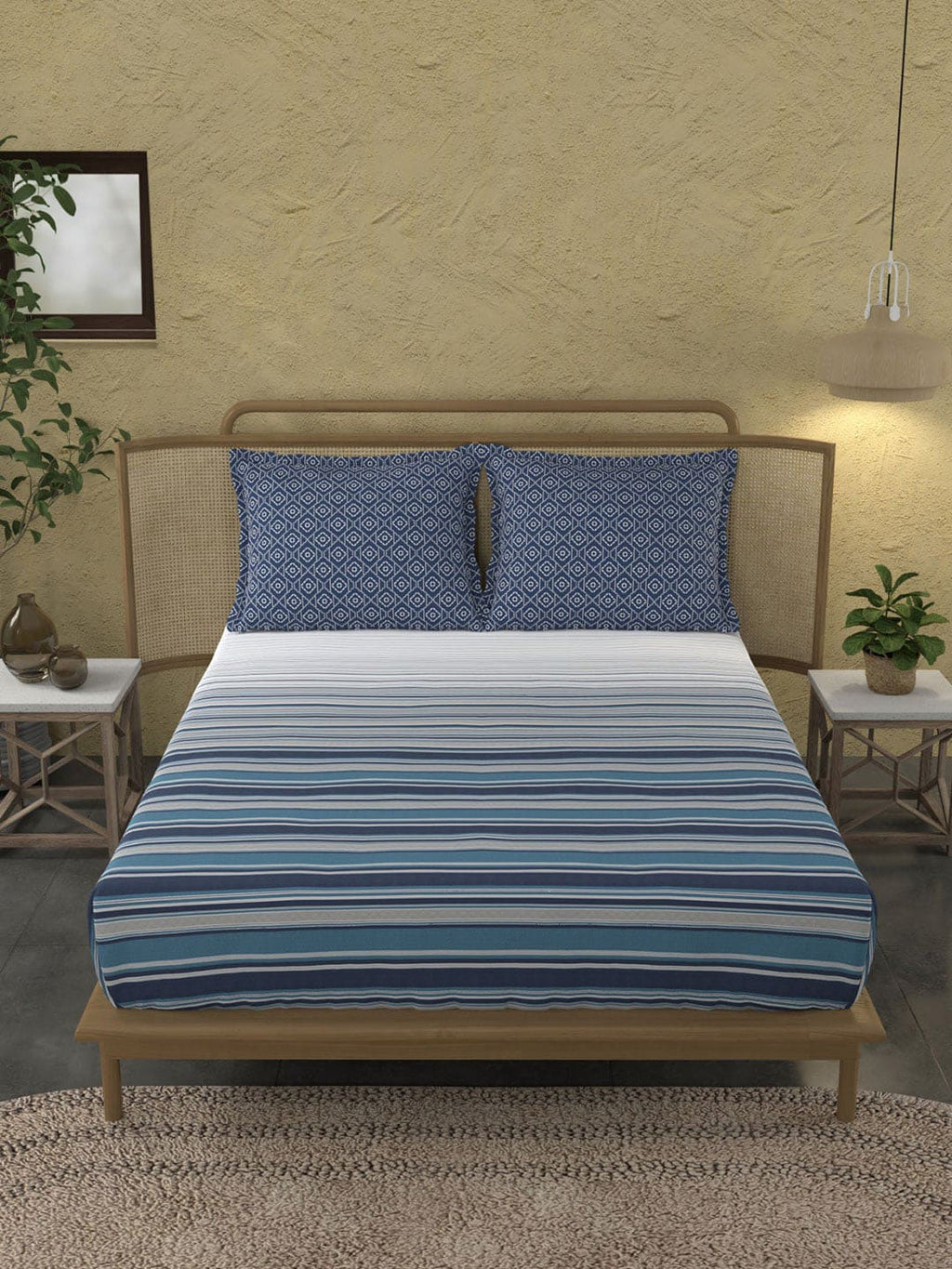 MYTRIDENT Unisex Blue Bedsheets | Grocsy