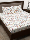 Story@home White & Yellow Ethnic Motifs Cotton 186 TC Queen Bedsheet With 2 Pillow Covers | Grocsy