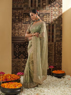 kasee Floral Zardozi Supernet Designer Saree | Grocsy