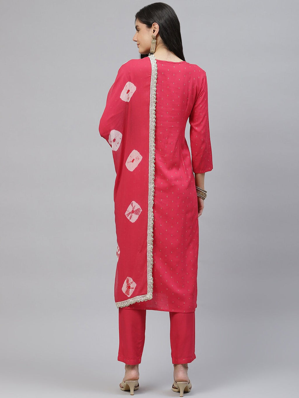 HERE&NOW Women Red Embroidered Kurta with Trousers & With Dupatta | Grocsy