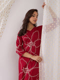 Indo Era Floral Embroidered Beads And Stones Straight Kurta With Palazzos | Grocsy