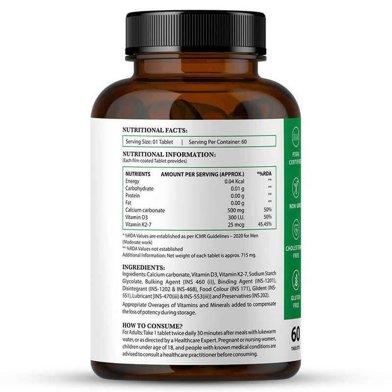 Nirvasa Vitamin D3 + K2 Tablets | Grocsy