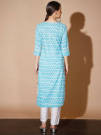 Myshka Women Blue Printed Kurtas | Grocsy