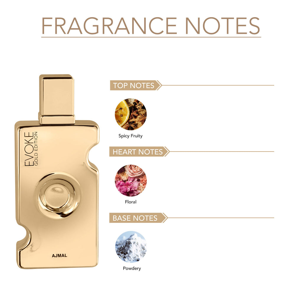Ajmal India Evoke Gold Edition Eau De Parfum for Women - Floral Woody Musky Long-Lasting Perfume | Grocsy
