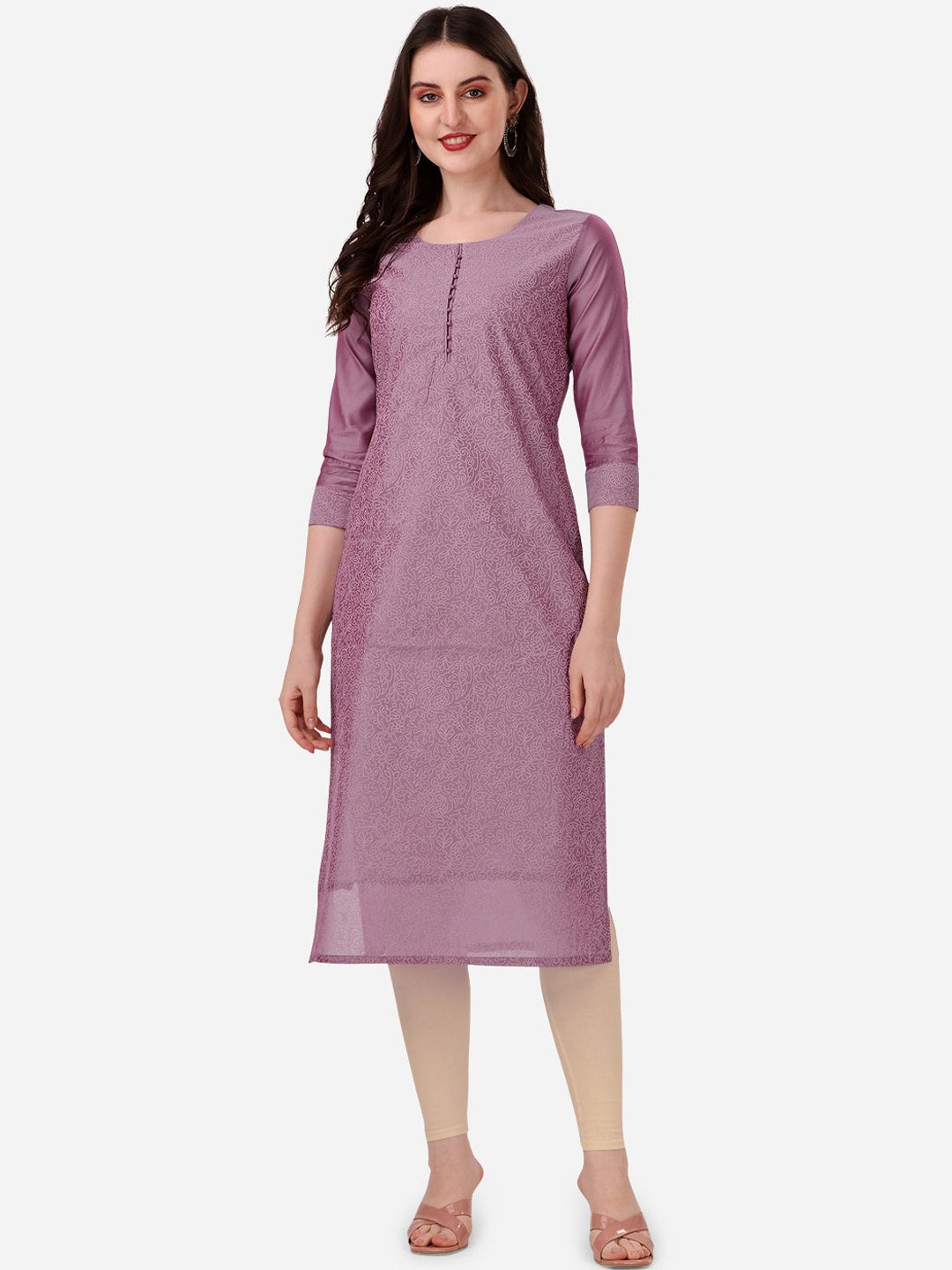 HERE&NOW Floral Embroidered Thread Work Chanderi Cotton Kurta | Grocsy