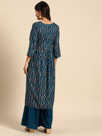 All About You Ethnic Motifs Foil Print Gotta Patti Detail Kurta with Palazzos | Grocsy