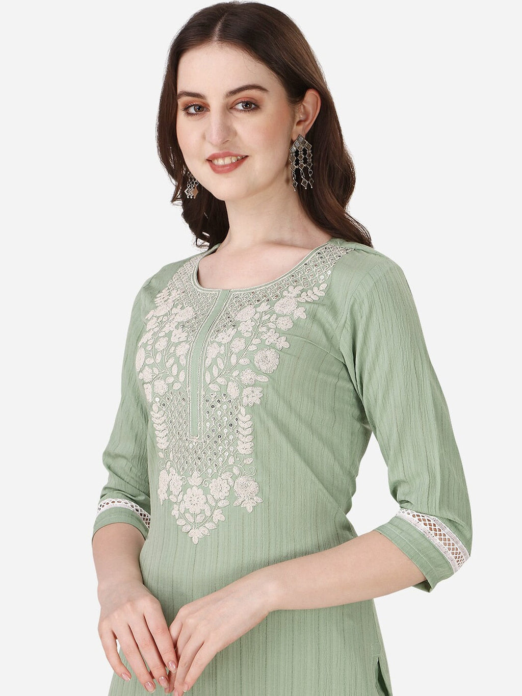 HERE&NOW Ethnic Motifs Yoke Design Kurta with Trousers | Grocsy