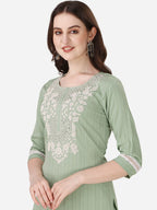 HERE&NOW Ethnic Motifs Yoke Design Kurta with Trousers | Grocsy